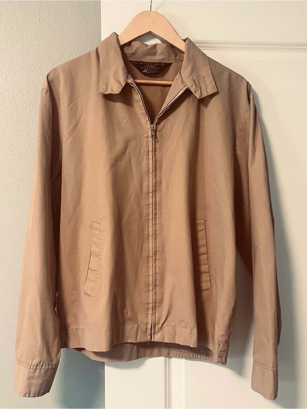 Vintage Sears Harrington Jacket Tan Medium/Tall bomber zipper long sleeve
